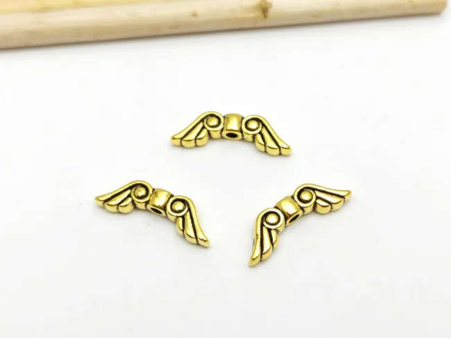 Margele metalice aripi 15x5mm auriu