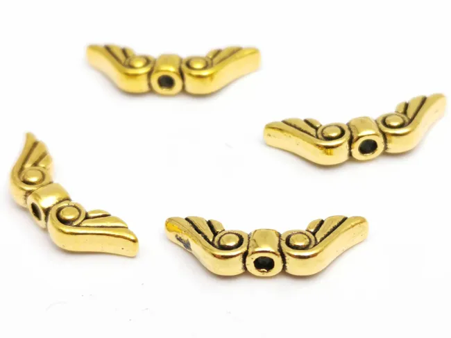 Margele metalice aripi 15x5mm auriu