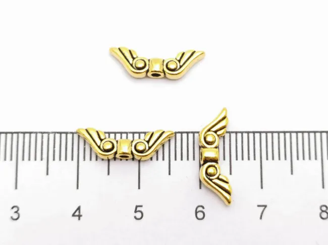 Margele metalice aripi 15x5mm auriu