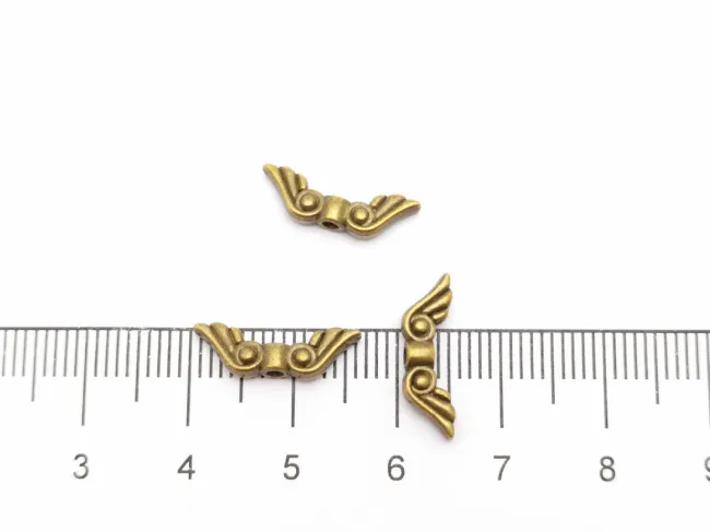 Margele metalice aripi 15x5mm bronz