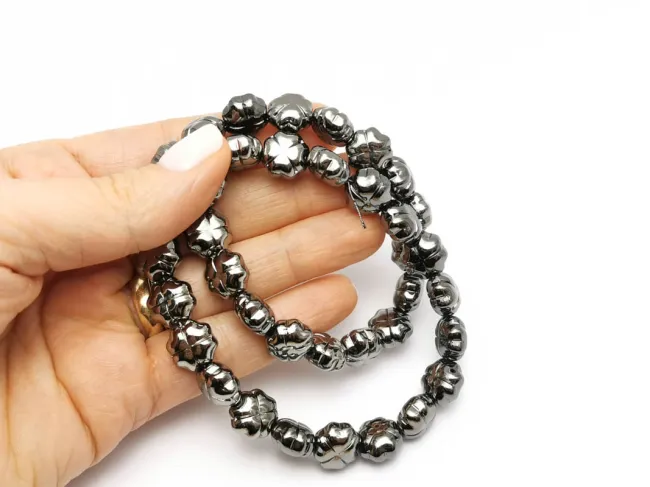 Sirag hematit trifoi 11x11x7mm argintiu inchis