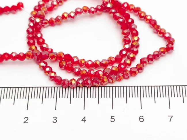 Margele cristal rondel 3x2mm rosu AB (sirag)