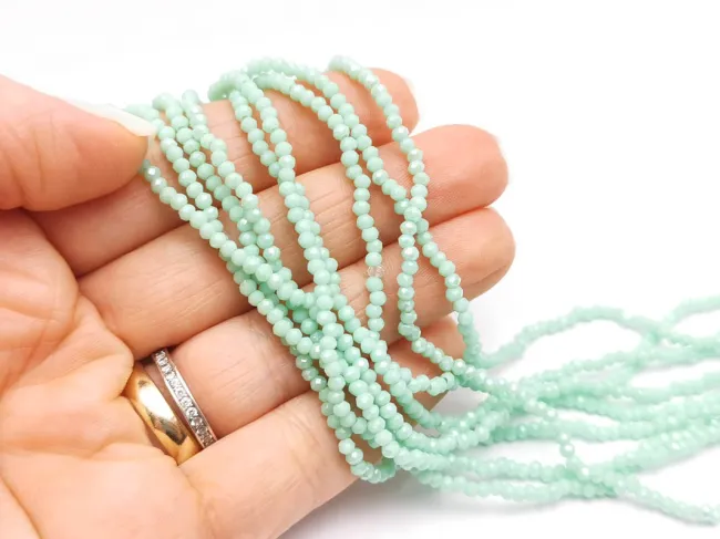 Margele cristal rondel 2.5x2mm verde menta opac lustered (sirag)