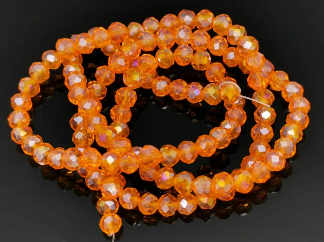 Margele cristal rondel fatetat 4x3mm portocaliu AB (sirag)