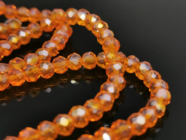 Margele cristal rondel fatetat 4x3mm portocaliu AB (sirag)