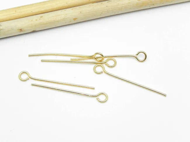 Ace cu bucla otel inoxidabil auriu lungime 2cm, grosime 0.6mm (10buc)