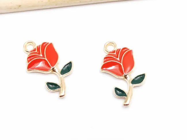 Charm trandafir auriu 23.5x12mm