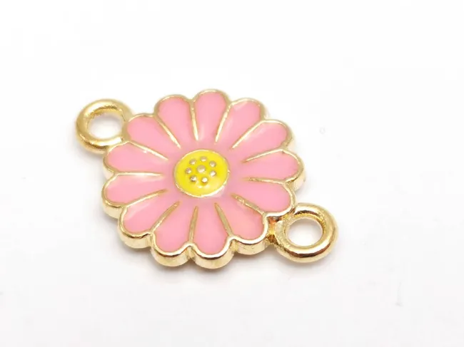 Link auriu floare 21x13mm roz