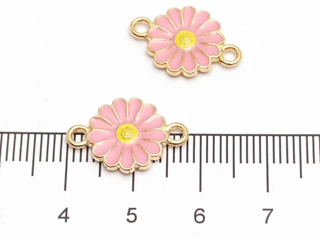 Link auriu floare 21x13mm roz
