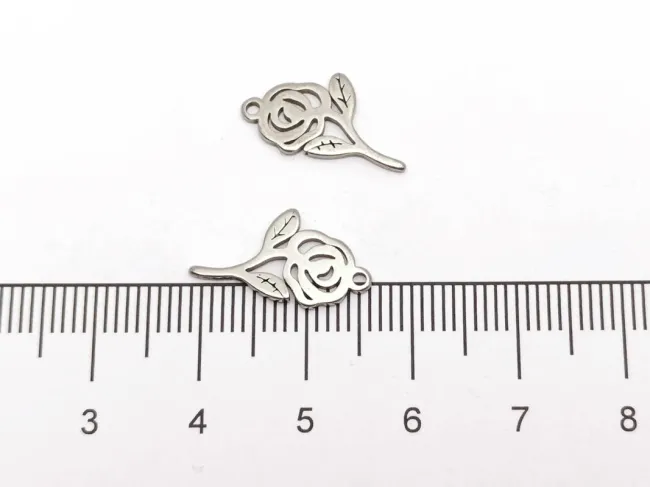 Charm otel inoxidabil trandafir 16x9x1mm