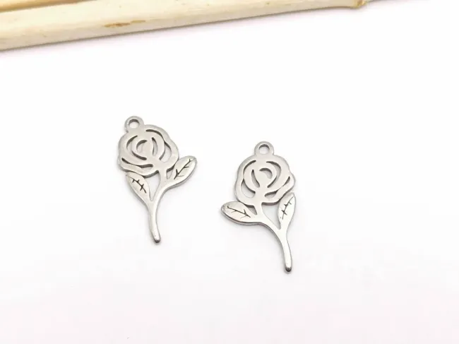 Charm otel inoxidabil trandafir 16x9x1mm