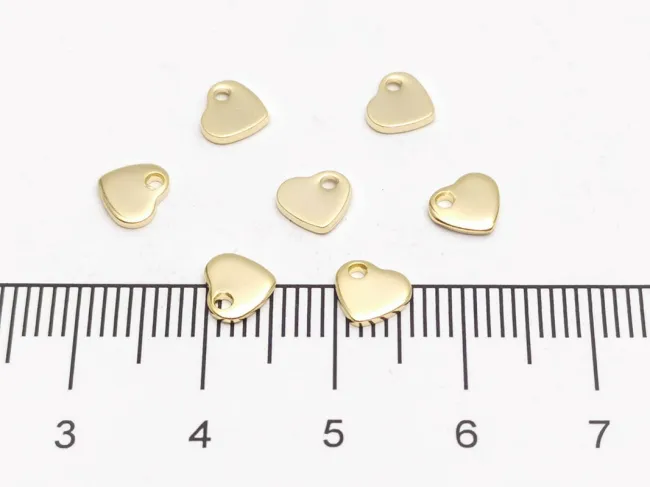 Charm otel inoxidabil auriu inima 6x5mm