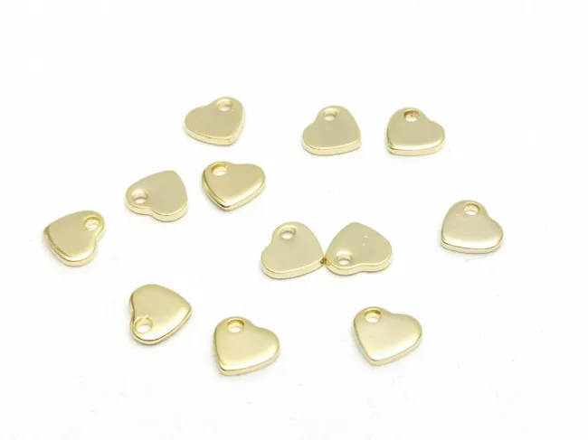 Charm otel inoxidabil auriu inima 6x5mm