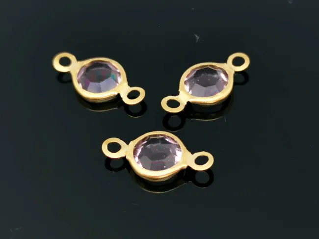 Link otel inoxidabil 304 auriu cu rhinestone 12.5x7x2mm mov