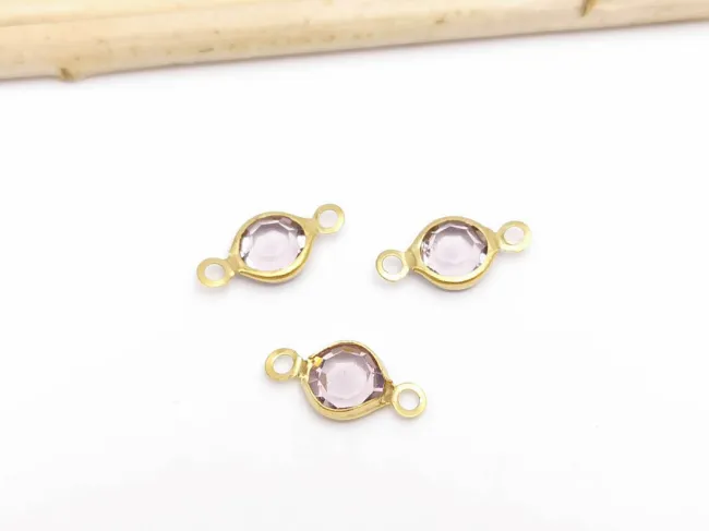 Link otel inoxidabil 304 auriu cu rhinestone 12.5x7x2mm mov