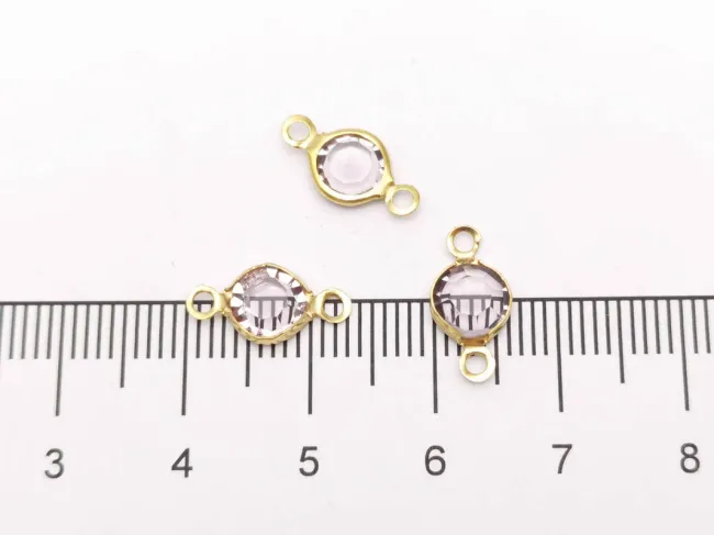 Link otel inoxidabil 304 auriu cu rhinestone 12.5x7x2mm mov