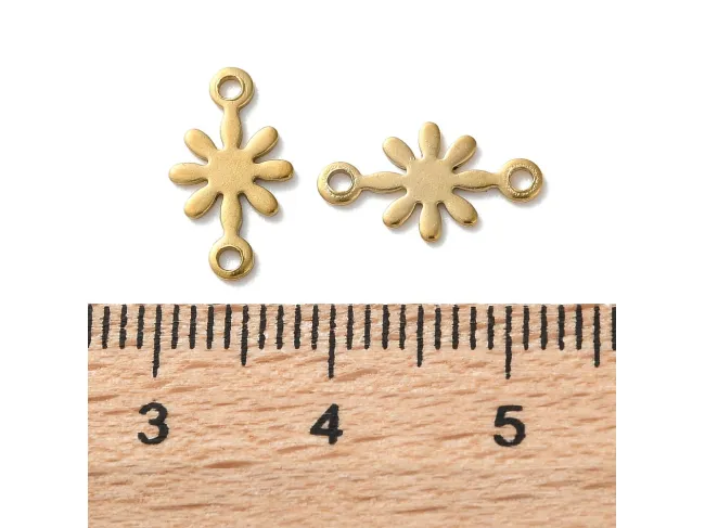 Link otel inoxidabil 304 auriu floare 13x7.5x0.5mm