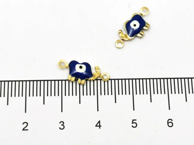 Link otel inoxidabil 304 auriu elefant cu ochi de deochi 15x6.5x2.5mm