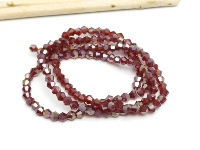 Margele cristal biconic 2x3mm burgundy AB (sirag)