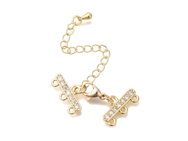 Inchizatoare cubic zirconia multisir auriu deschis (1buc)