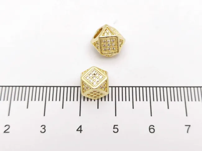 Distantier cubic zirconia 7x7mm auriu (1buc)