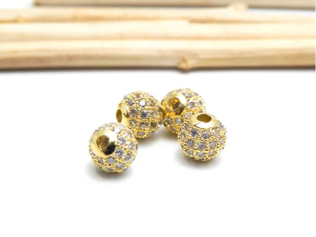 Distantier cubic zirconia 6mm auriu (1buc)