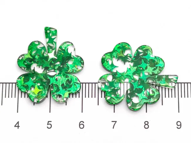 Pandantiv rasina trifoi 23x22x2.5mm verde