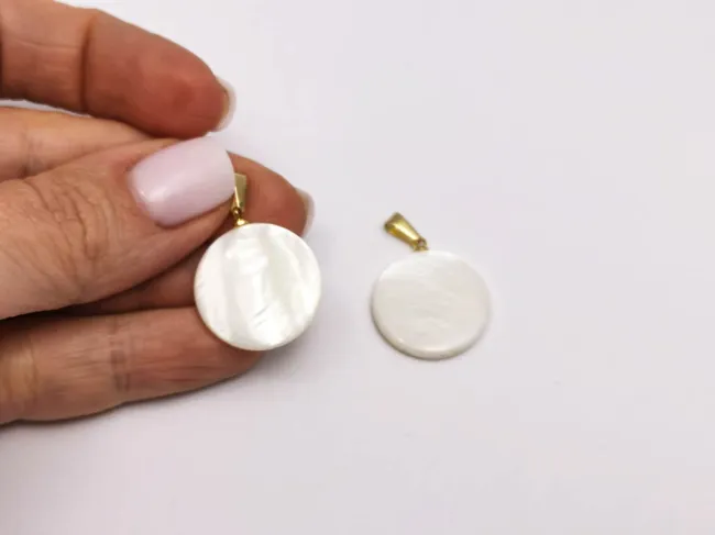 Pandantiv sidef rotund plat 19mm