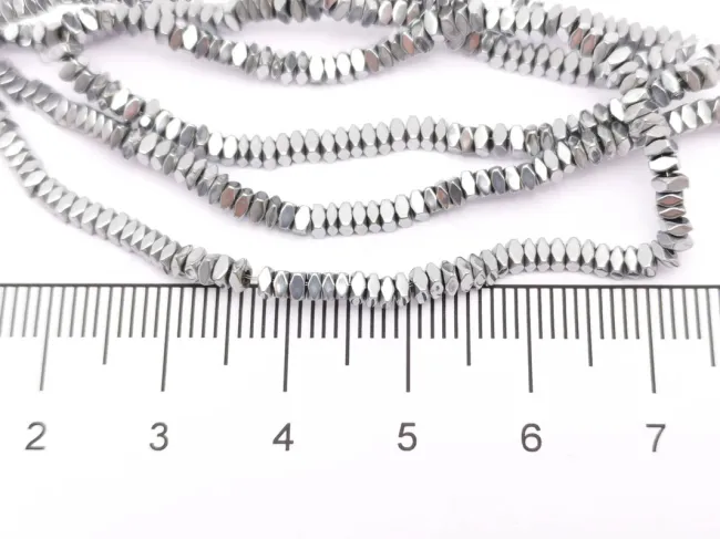 Sirag hematit rondele patrate 2x2x1mm argintiu