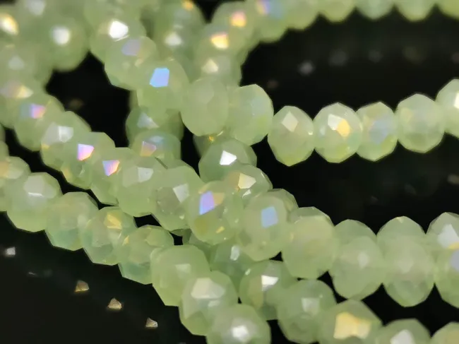 Margele cristal rondel 3x2mm verde opal AB (sirag)