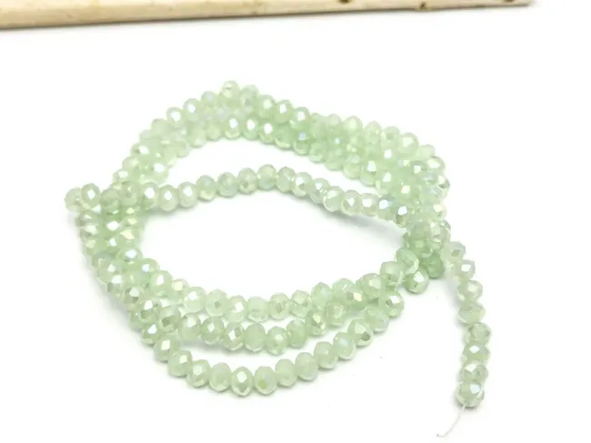 Margele cristal rondel 3x2mm verde opal AB (sirag)