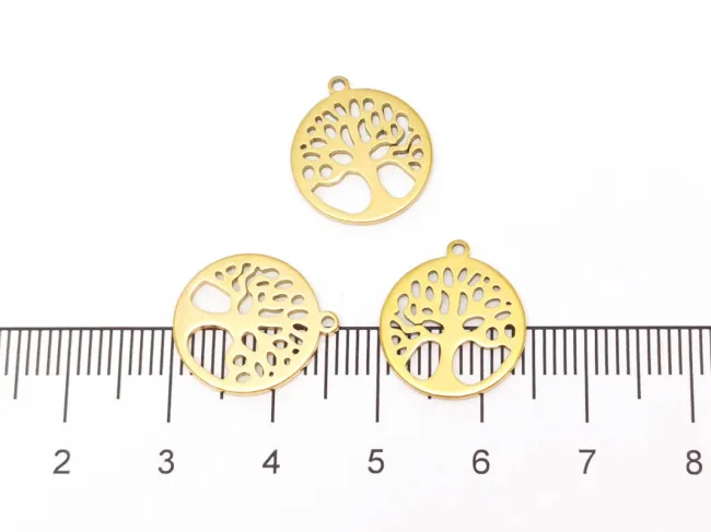 Charm otel inoxidabil 304 copacul vietii 15.5x14x1mm