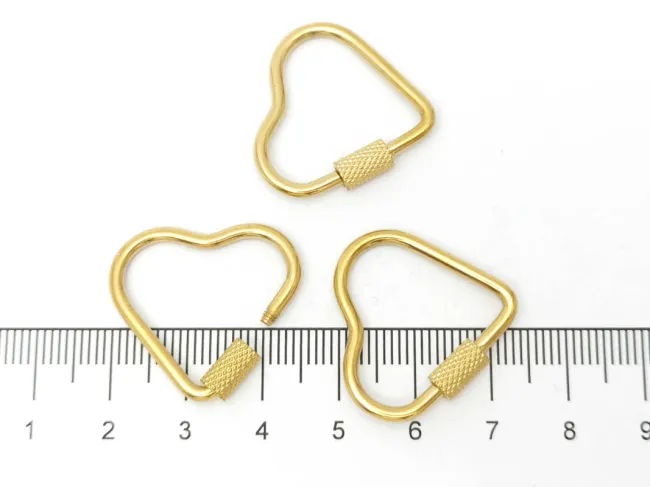 Inchizatoare otel inoxidabil 304 auriu placat IP inima 24.5x22x4mm