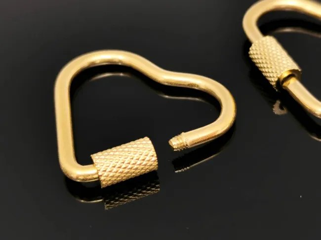 Inchizatoare otel inoxidabil 304 auriu placat IP inima 24.5x22x4mm