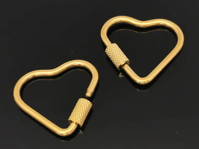 Inchizatoare otel inoxidabil 304 auriu placat IP inima 24.5x22x4mm