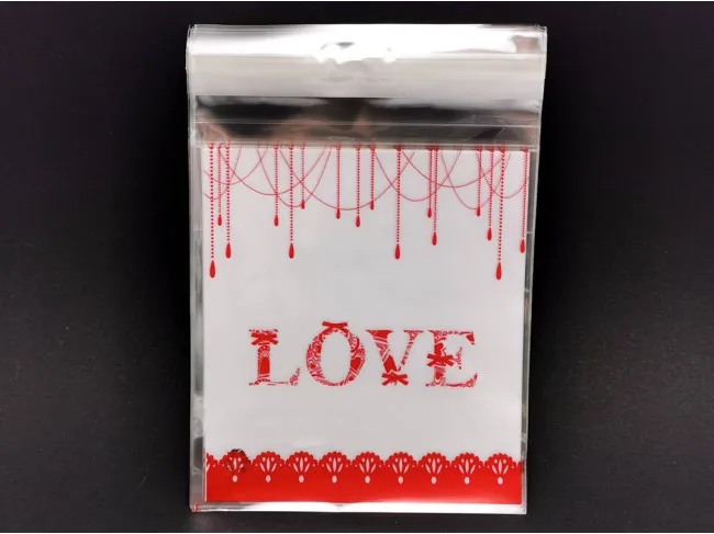 Pungi celofan autoadezive 13x10cm love (10buc)