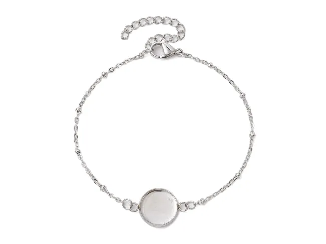 Baza bratara otel inoxidabil 304 cu prelungitor interior cabochon 12mm, lungime 19cm