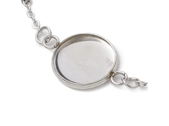 Baza bratara otel inoxidabil 304 cu prelungitor interior cabochon 12mm, lungime 19cm