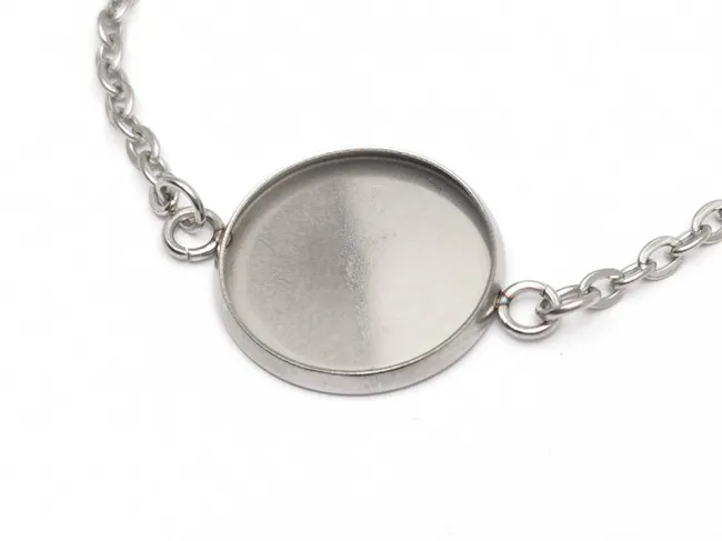 Baza bratara otel inoxidabil 304 cu prelungitor interior cabochon 16mm, lungime 14.5cm