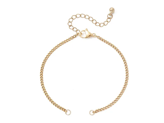 Baza bratara otel inoxidabil 304 auriu pentru link cu prelungitor, lungime 17cm