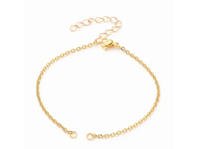 Baza bratara otel inoxidabil 304 auriu pentru link cu prelungitor, lungime 18.5cm