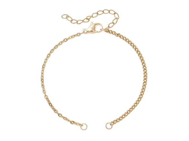 Baza bratara otel inoxidabil 304 auriu pentru link cu prelungitor, lungime 17cm