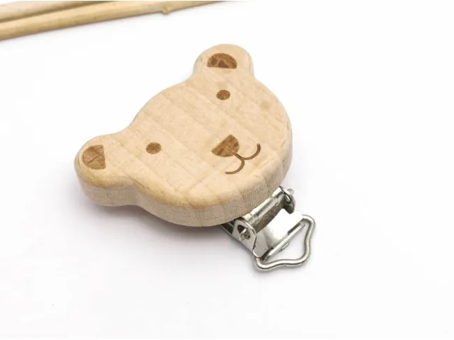 Clips pentru lant suzeta natur 50x34x17mm ursulet