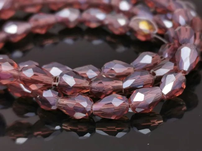 Margele cristal picatura 6x4mm ametist lustered (sirag)