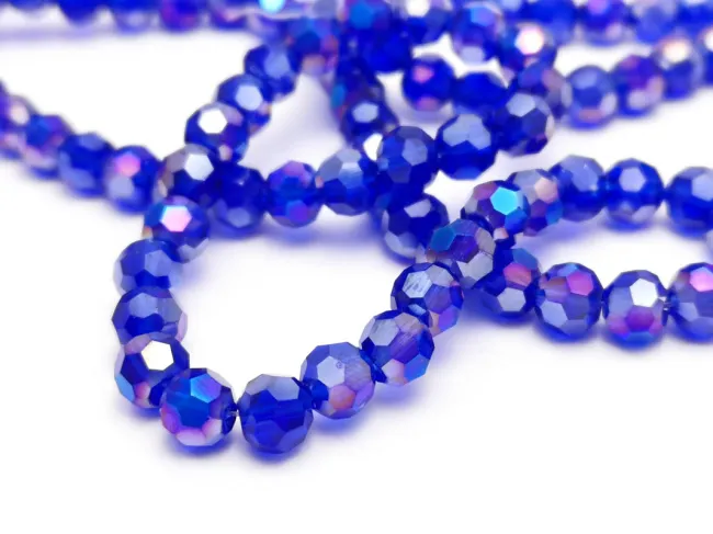 Margele cristal rotund fatetat 6mm blue AB (sirag)