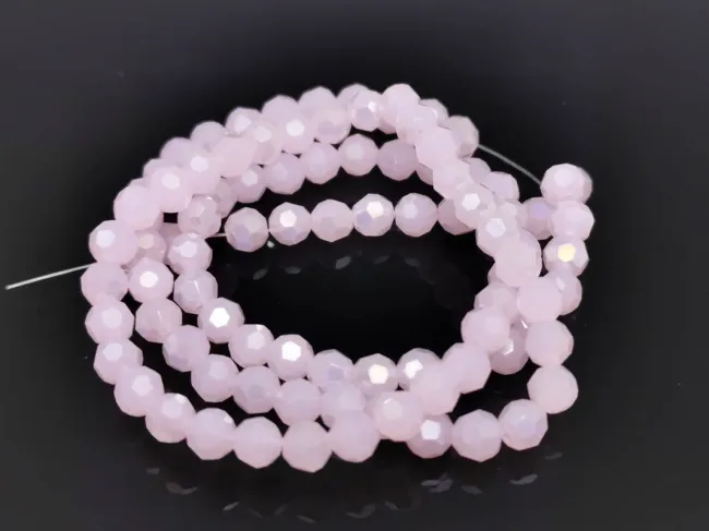 Margele cristal rotund fatetat 4mm roz opal AB (sirag)