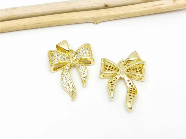 Charm funda din cubic zirconia 22x16.5mm auriu