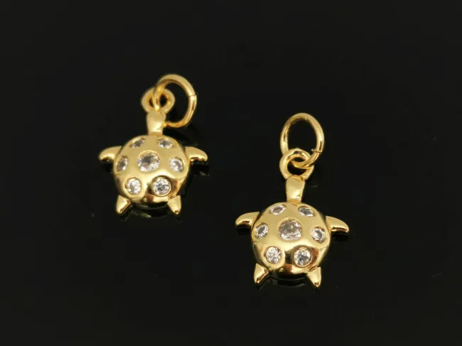 Charm testoasa din cubic zirconia 13.5x10mm auriu