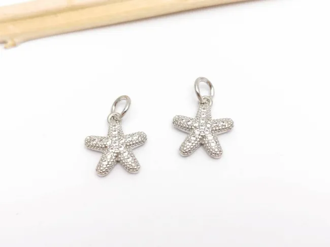 Charm stea de mare din cubic zirconia 12.5x10mm argintiu