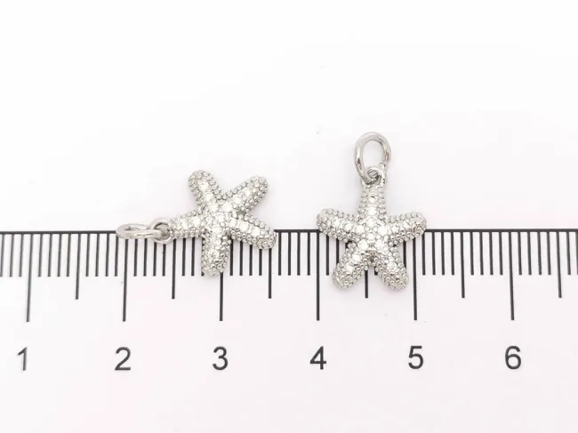 Charm stea de mare din cubic zirconia 12.5x10mm argintiu